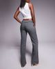 Tiger Mist Tiger Mist Emory 90s tailored low rise eyelet tie side detail flared pants in charcoal pinstripe-Gray - 3