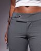 Tiger Mist Tiger Mist Emory 90s tailored low rise eyelet tie side detail flared pants in charcoal pinstripe-Gray - 4
