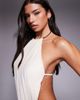Tiger Mist Tiger Mist Evanna adjustable metal neckline open tie back detail mini dress in ivory-White - 3