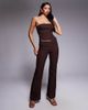 Tiger Mist Tiger Mist Gwendolyn tailored low rise zip front detail flare pants in brown pinstripe - part of a set - 1