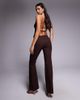 Tiger Mist Tiger Mist Gwendolyn tailored low rise zip front detail flare pants in brown pinstripe - part of a set - 2