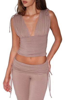 Tiger Mist Tiger Mist Halona Ruched Plunge Top