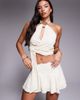 Tiger Mist Tiger Mist Indigo chiffon halterneck drape tie side multiway top in cream - part of a set-White - 1