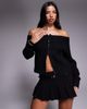 Tiger Mist Tiger Mist Lunette bardot ribbed trim zip through sweater in black - 1