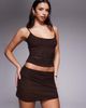 Tiger Mist Tiger Mist Octavia slinky mesh mini skirt in chocolate - part of a set-Brown - 1