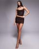 Tiger Mist Tiger Mist Octavia slinky mesh mini skirt in chocolate - part of a set-Brown - 2