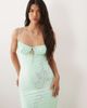 Tiger Mist Tiger Mist Ophelia diamante flower detail strappy tie front low back maxi dress in light green - 3