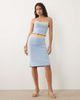 Tiger Mist Tiger Mist Parisa butter touch slinky contrast lace trim midi skirt in blue and yellow - part of a set-Multi - 1