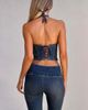 Tiger Mist Tiger Mist Riona denim halterneck cup detail crop top in blue vintage wash - part of a set - 3