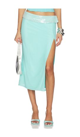 Tiger Mist Tiger Mist Sequin Foldover Midi Skirt