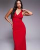 Tiger Mist Tiger Mist Seraphine slinky crossover lace panel bodycon maxi dress in red - 4