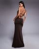 Tiger Mist Tiger Mist Suriya cowl halterneck open tie back chain detail maxi dress in brown - 4