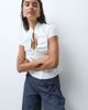 Tiger Mist Tiger Mist Viola cap sleeve keyhole detail shirt in white - 1