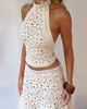 Tiger Mist Tiger Mist x Em Venz Synthia halterneck crochet top in cream -set-White - 4