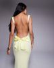 Tiger Mist Tiger Mist Zita square neck open scoop back satin bow detail maxi dress in lemon-Yellow - 4