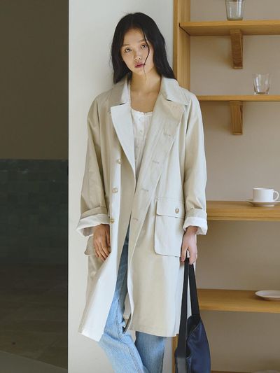Tillber Balmoral Double-breasted Cotton-nylon Coat [Salt Beige]
