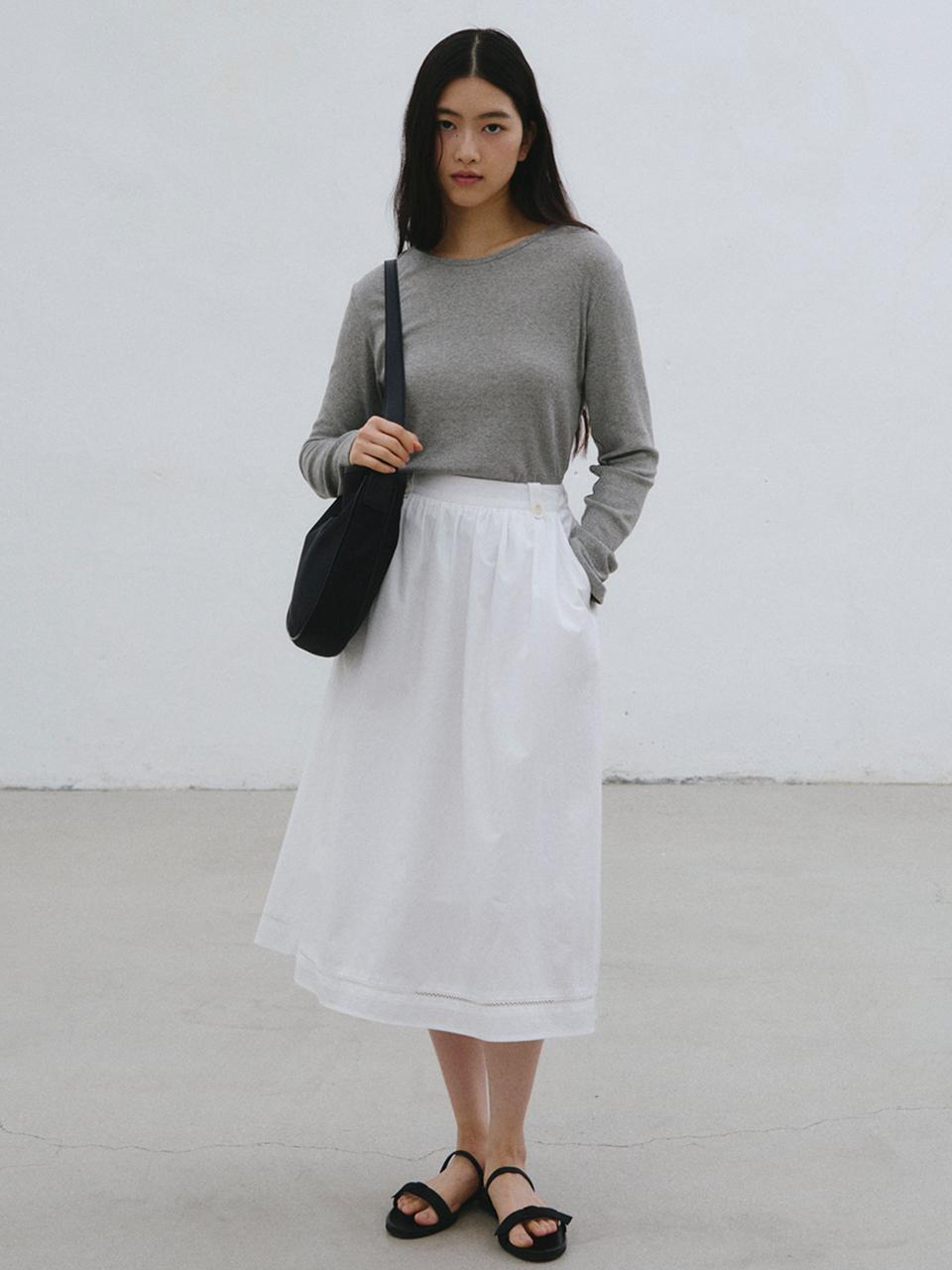 Tillber Button Long Skirt - White
