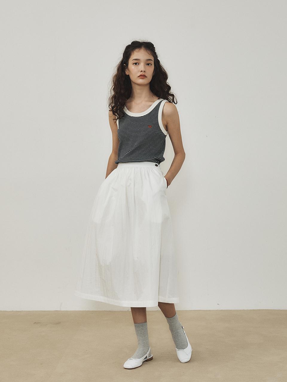 Tillber Cotton Flare Skirt White