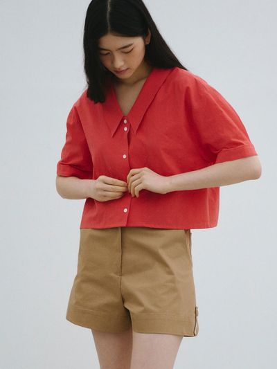 Tillber Herringbone Chino Shorts Pants_Camel