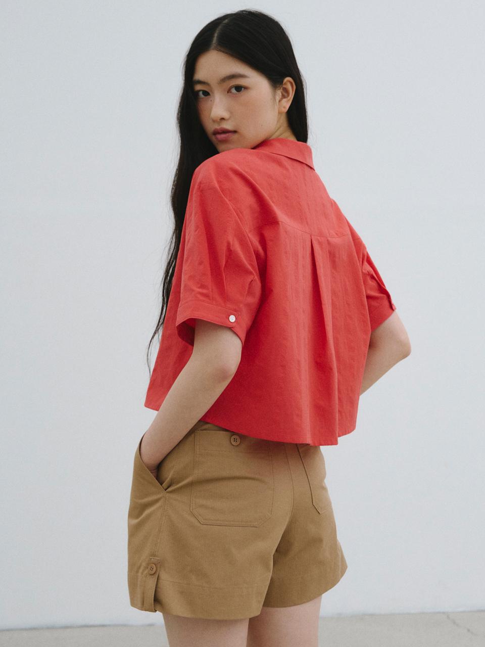 Tillber Pigment Short Blouse_ Red