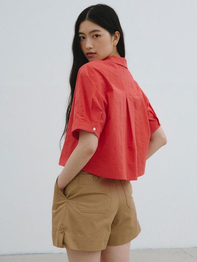 Tillber Pigment Short Blouse_ Red