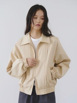 Tillber Pin-tuck Oversized Two-tone Blouson Jacket [Vanilla]