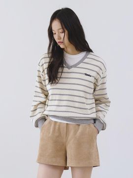 Tillber Vegan Suede Elastic Waist Shorts [Beige]