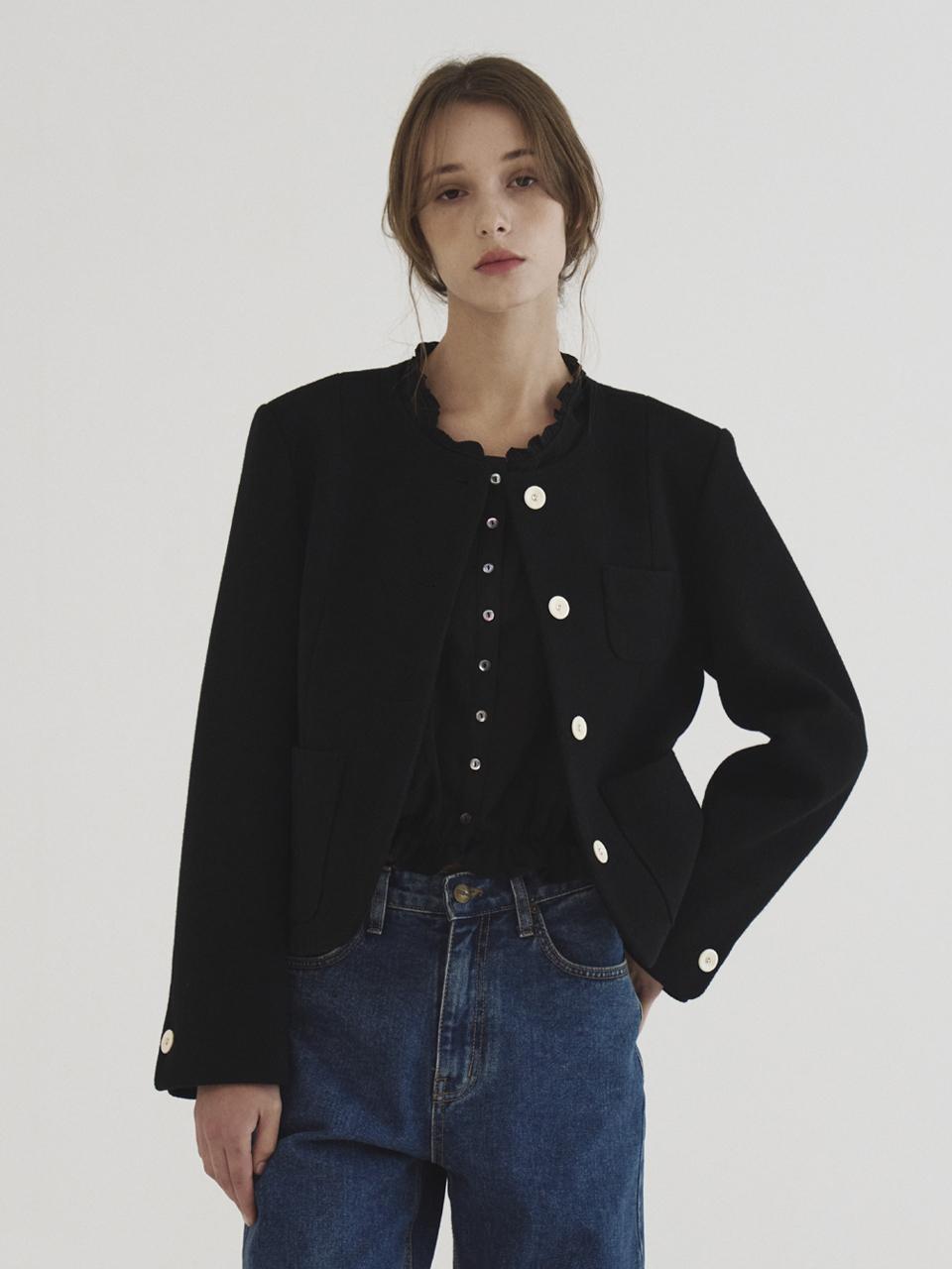 Tillber wool stitch tweed jacket black