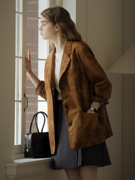 TILLIDIE All Brush Suede Jacket_Brown