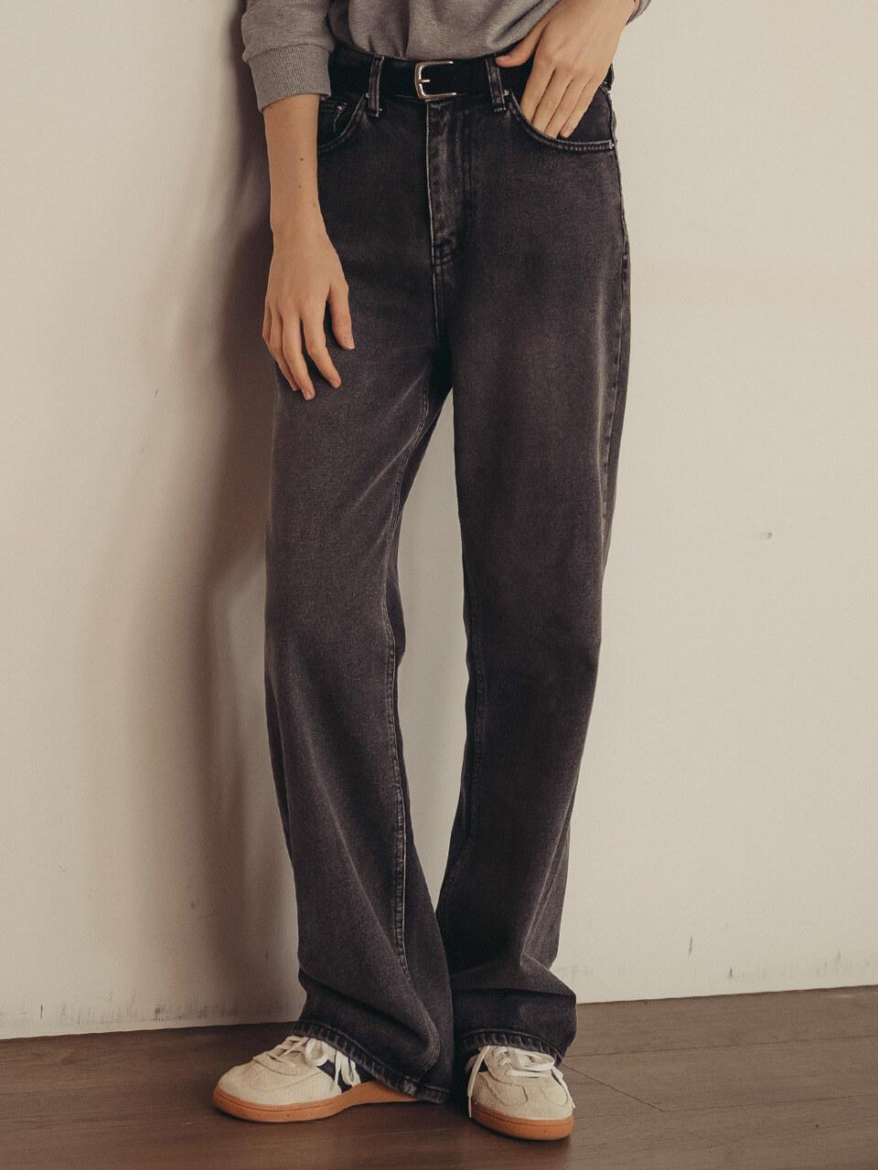 TILLIDIE All brush washing denim pants_Vintage black