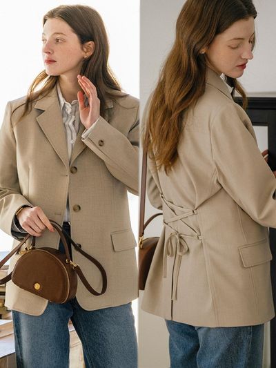 TILLIDIE Back Point Semi-Overfit Lightweight Jacket [Beige]
