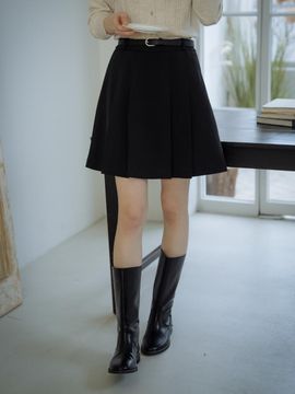 TILLIDIE Belt Set Pleats Skirt