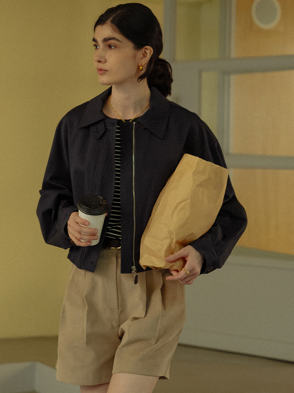 TILLIDIE Button Up Bizo Blouson Jacket - Dark Navy