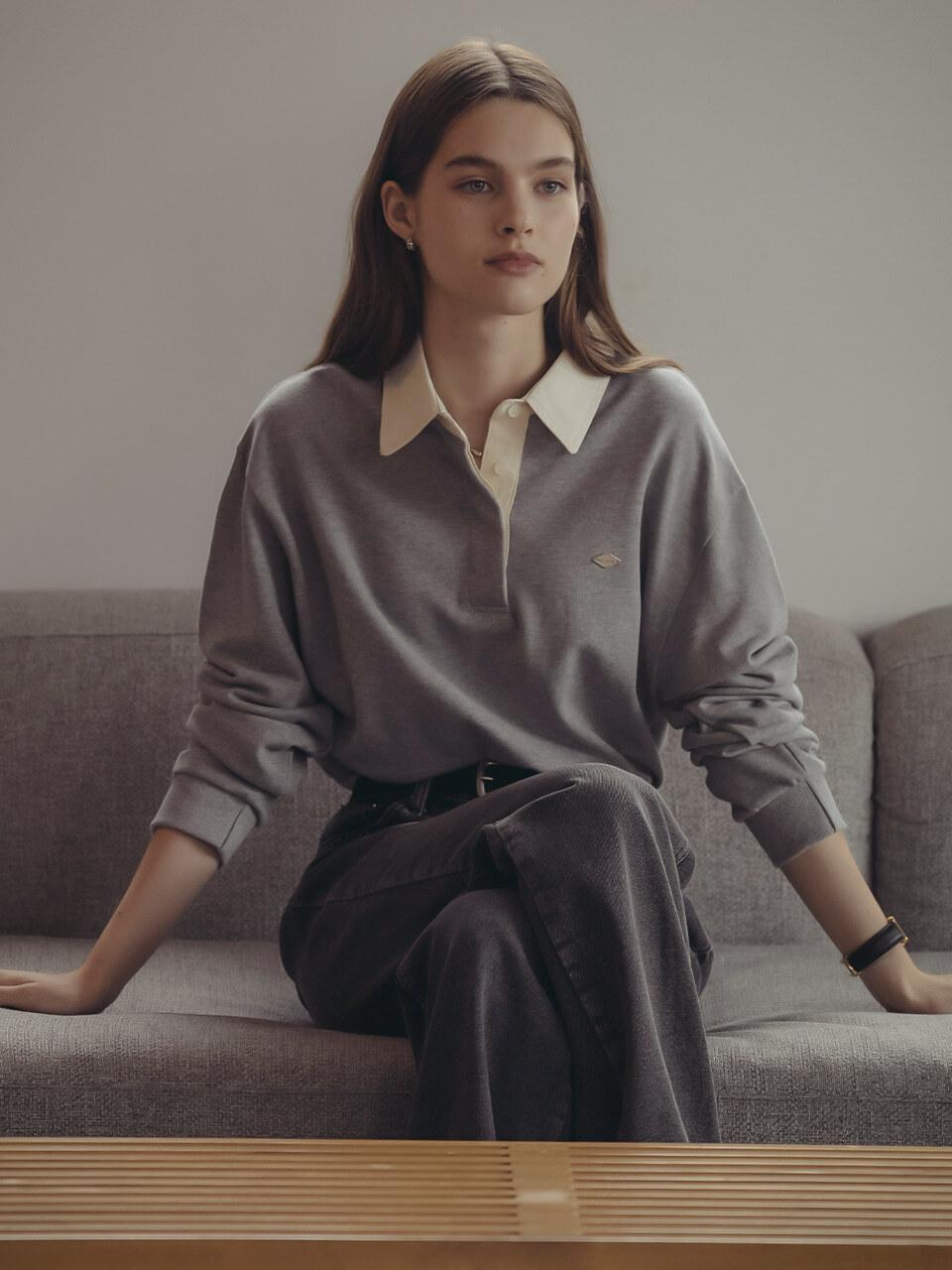TILLIDIE Cotton solid polo t-shirt_Melange
