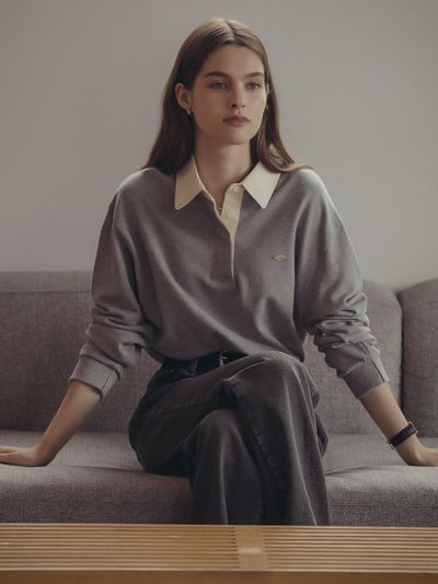 TILLIDIE Cotton solid polo t-shirt_Melange