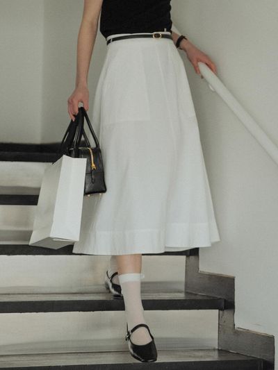 TILLIDIE Double Stitch Midi Flare Skirt