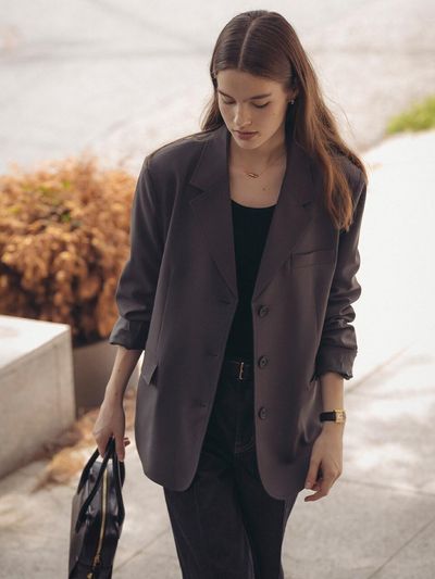 TILLIDIE Essential 3-button blazer_Gray