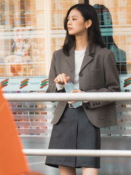 TILLIDIE Flannel twill wool jacket_Brown