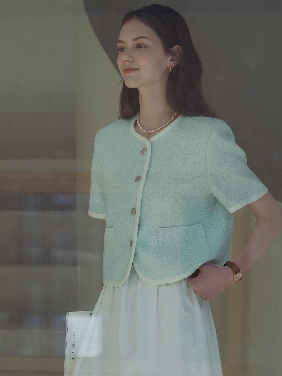 TILLIDIE Haper Line Tweed Jacket - Mint