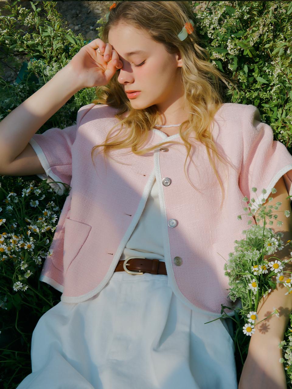 TILLIDIE Haper Line Tweed Jacket (Pink)