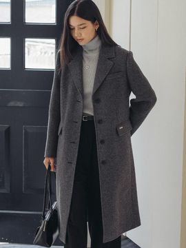 TILLIDIE Herringbone Twill Standard Fit Coat - Charcoal
