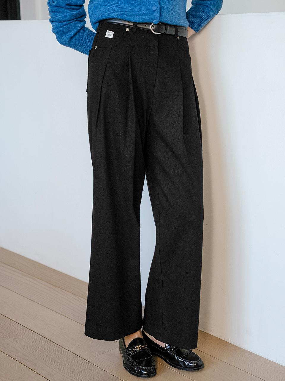 TILLIDIE Holly button point wide pants [Black]