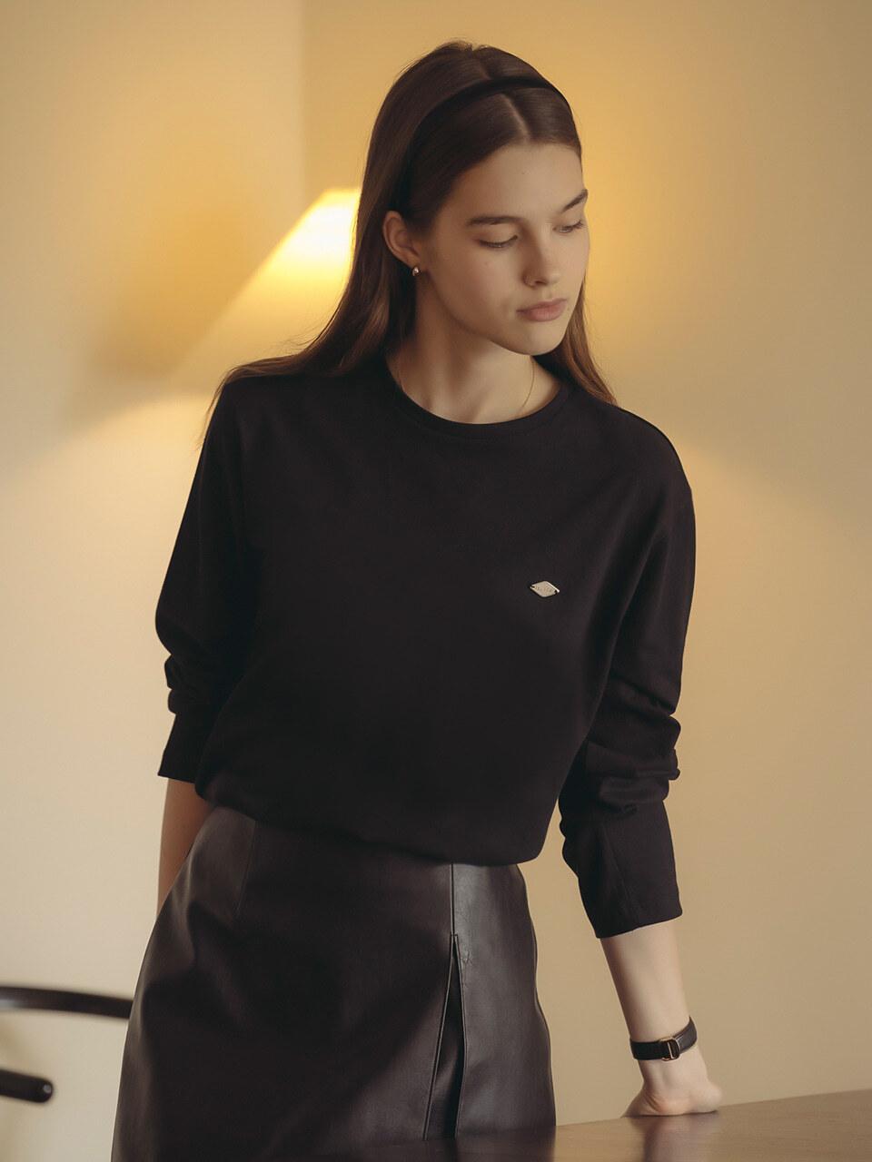 TILLIDIE Silket cotton long sleeve t-shirt_Black