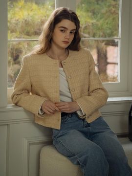 TILLIDIE Single Breasted Nana Tweed Jacket_Yellow