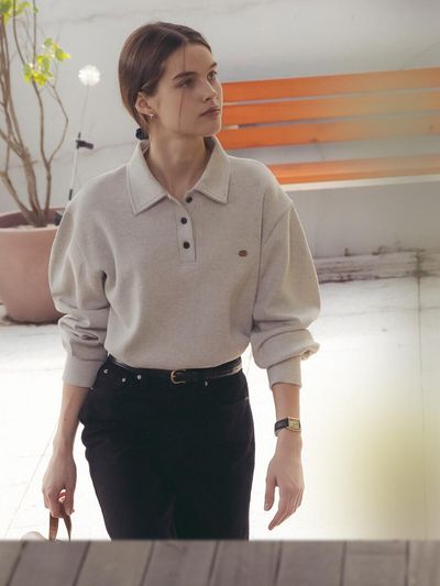 TILLIDIE Volume sleeve collar pique t-shirt
