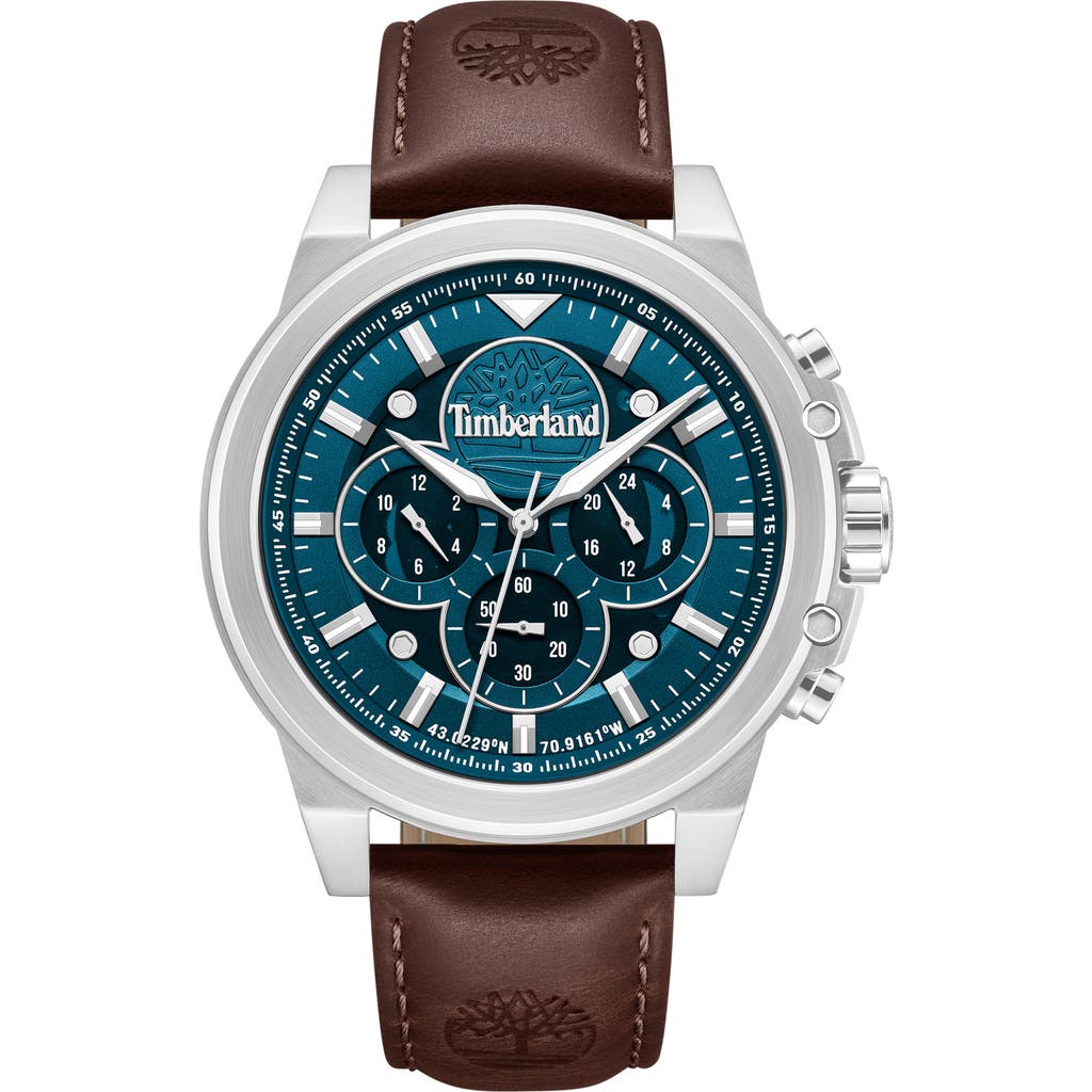 Timberland Timberland Fast Strike Chronograph Leather Strap Watch, 46mm