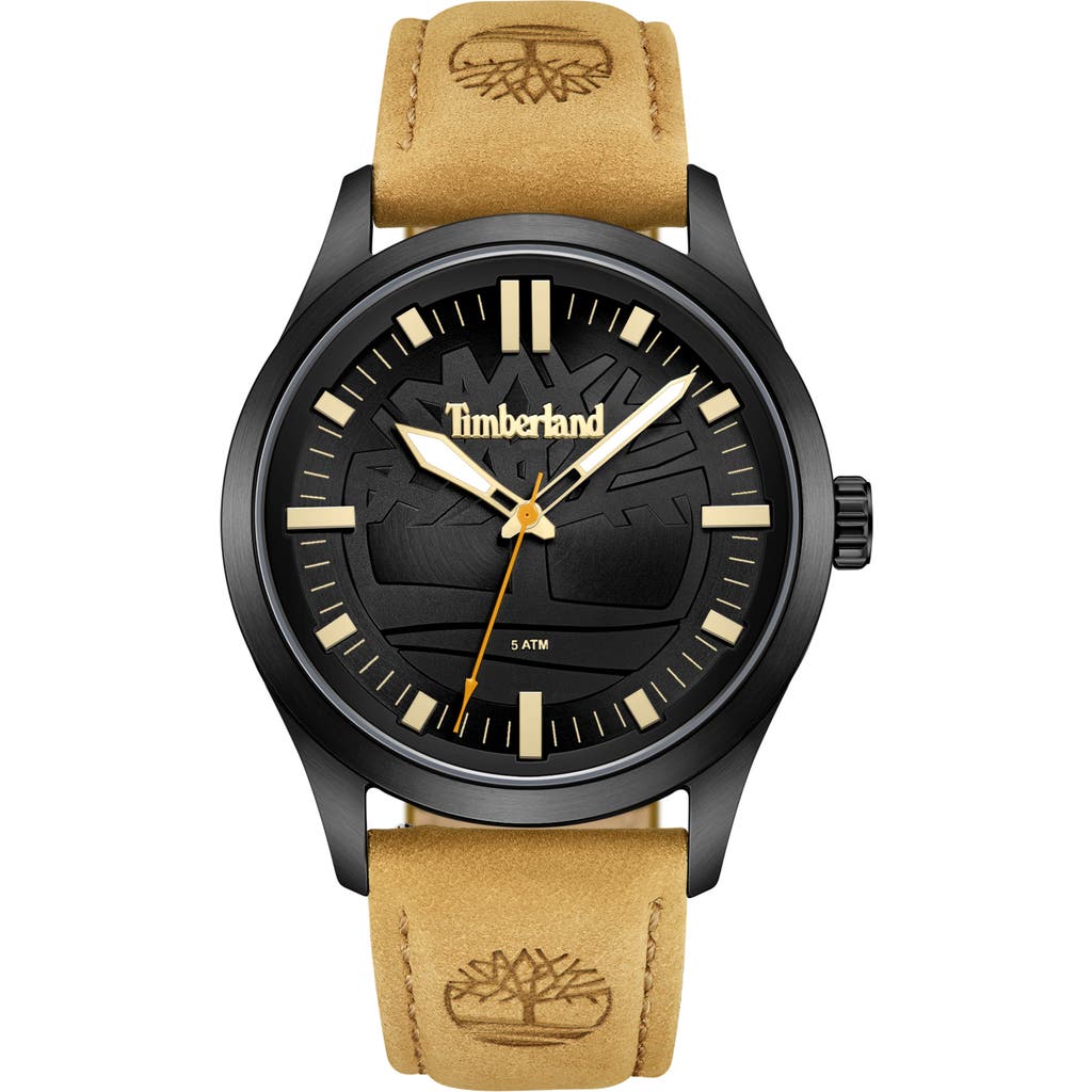 Timberland Timberland Rambush Leather Strap Watch, 42mm