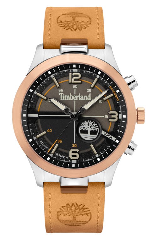 Timberland Timberland Sullivan Leather Strap Watch, 44mm