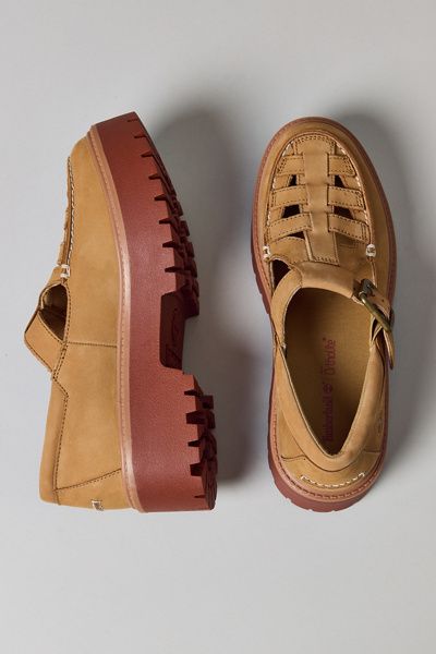Timberland Timberland Women's Stone Street Platform Buckle Shoe in Medium Beige Nubuck, Women's at Urban Outfitters