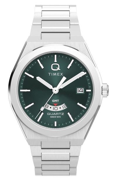 Timex® Q Timex® Continental GMT 39mm Stainless Steel Bracelet Watch
